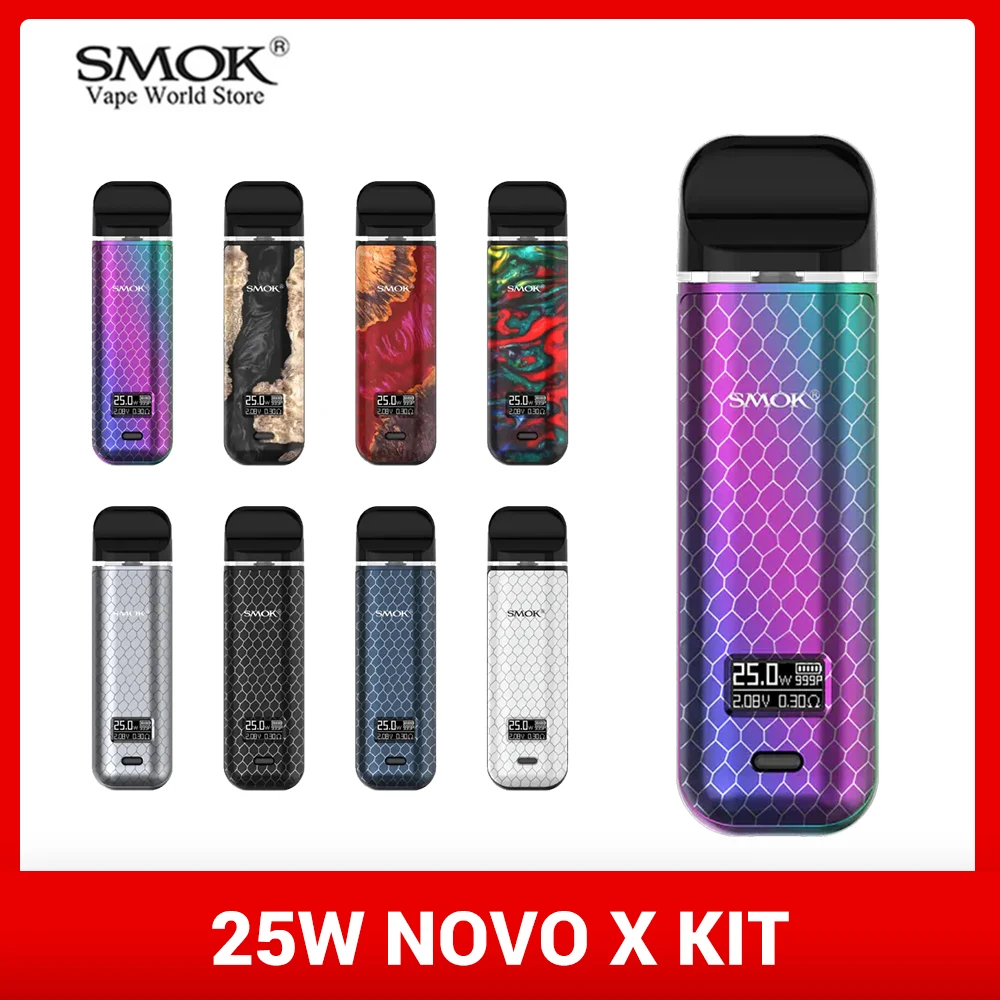 Vape SMOK NOVO X Kit Box Mod  800mah Battery  Electronic Cigarette 2ml Cartridge Pod Atomizer DC 0.8 MTL Coil VS Nord  Vaporizer