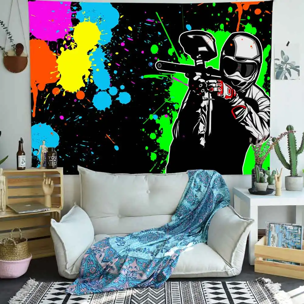

Graffiti Paintings Game Tapestry Dance Masquerade Party Art Wall Hanging Tapestries for Living Room Home Dorm Decor