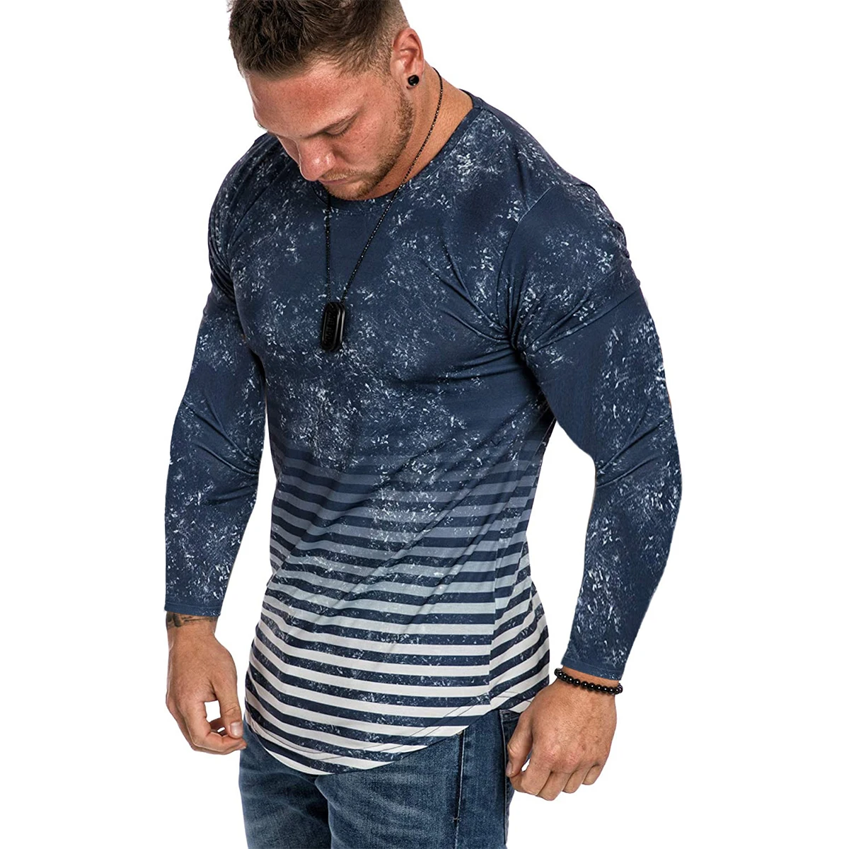 Новое поступление 2021 мужские облегающие спортивные футболки с галстуком краской