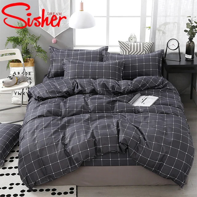 Скандинавские пододеяльники комплект клетчатое постельное белье в клетку