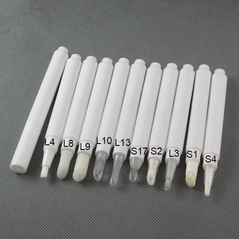 

10pcs 3ML White Plastic Click Pen, Empty Round Cosmetic Pen With Different Applicator For Cream Gel Oil