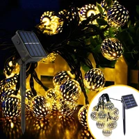 5m 20leds outdoor solar moroccan hollow ball string lights for party holiday indoor wedding decoration