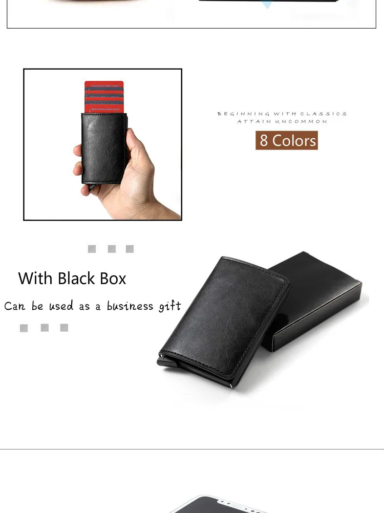 Bisi Goro, металлический, анти-Rfid кошелек, кредитный держатель для карт, карман для ID, чехол, держатель с коробкой,, дорожный кошелек, кошелек, мужские кошельки