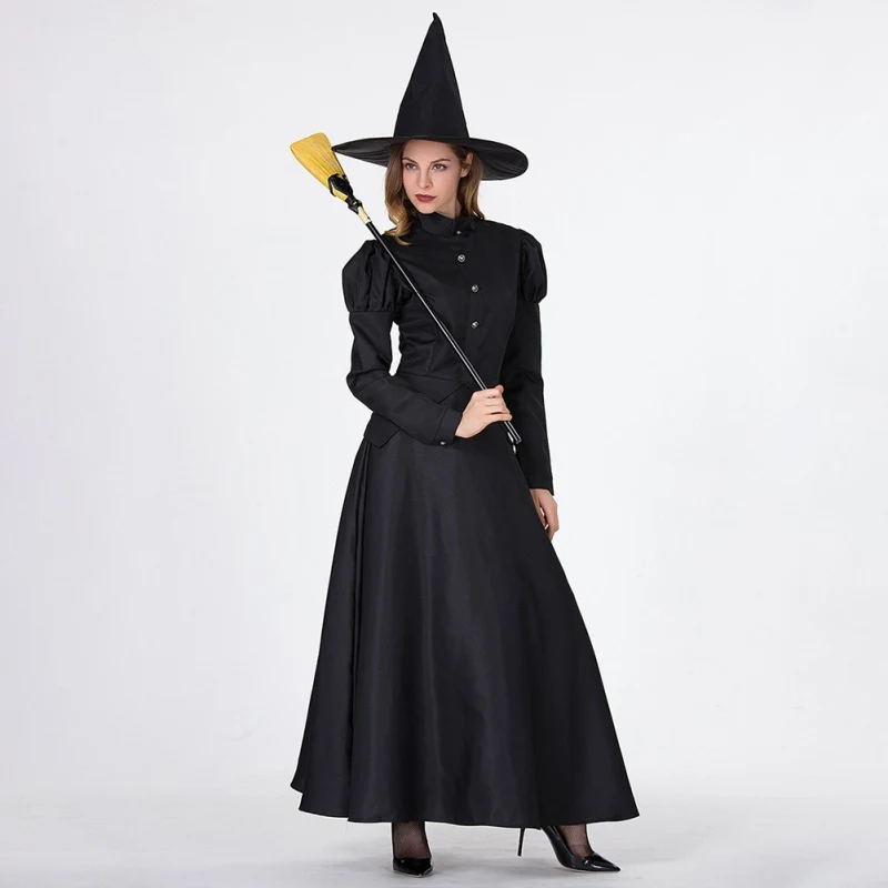 Женское платье на Хэллоуин маскарадный костюм ведьмы для взрослых черные платья