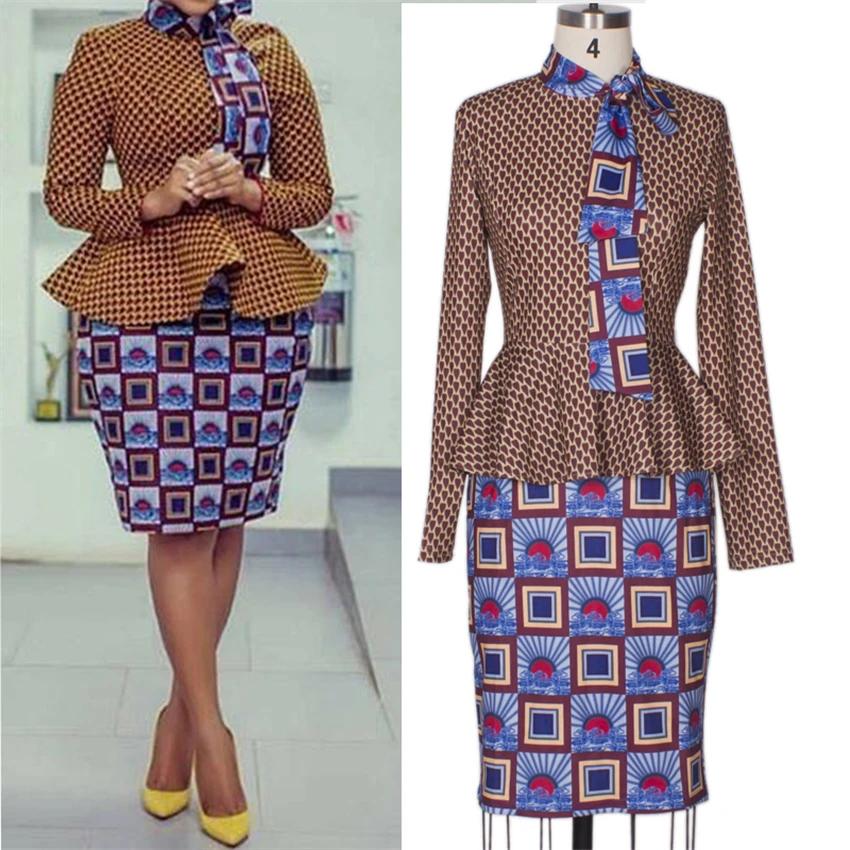 Африканская одежда накладные 2 шт. новинка 2020 Осеннее элегантное офисное Дашики с
