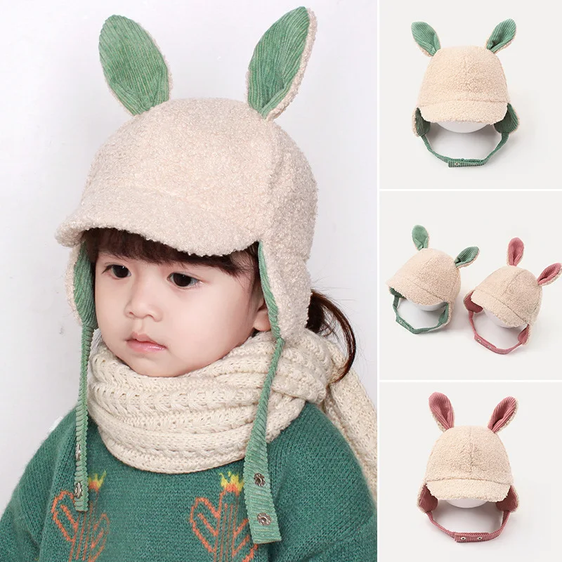 

Winter Kids' Rabbit Ear Outdoor Warm And Wind-proof Leifeng Cap Protecting Ears Child Snow Hat