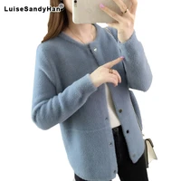 mink fur autumn and winter sweater coat 2022 new womens loose velvet long sleeved cardigan