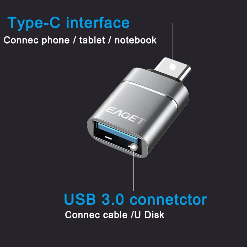 EAGET USB C адаптер типа к 3 0 Thunderbolt Type-C OTG кабель для Macbook pro Air Samsung S10 S9 | Компьютеры и