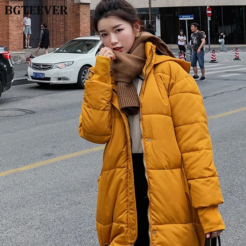 BGTEEVER модные длинные утепленные женские парки зимнее пальто куртка Femme свободные