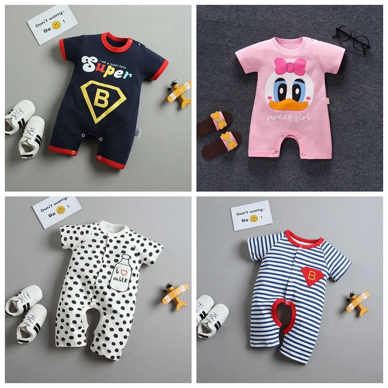 От 0 до 2 лет Летний комбинезон для новорожденных мальчиков и девочек детские