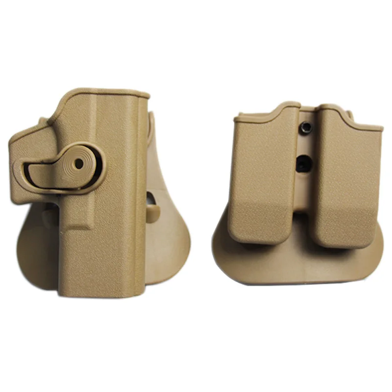 Tan set with pouch IMI Glock Holster Hunting Tactical Combat Gun Holster for Glock 17 19 22 26 31 Pistol Holsters Airsoft Case with Clip Pouch - Цвет: Tan set with pouch