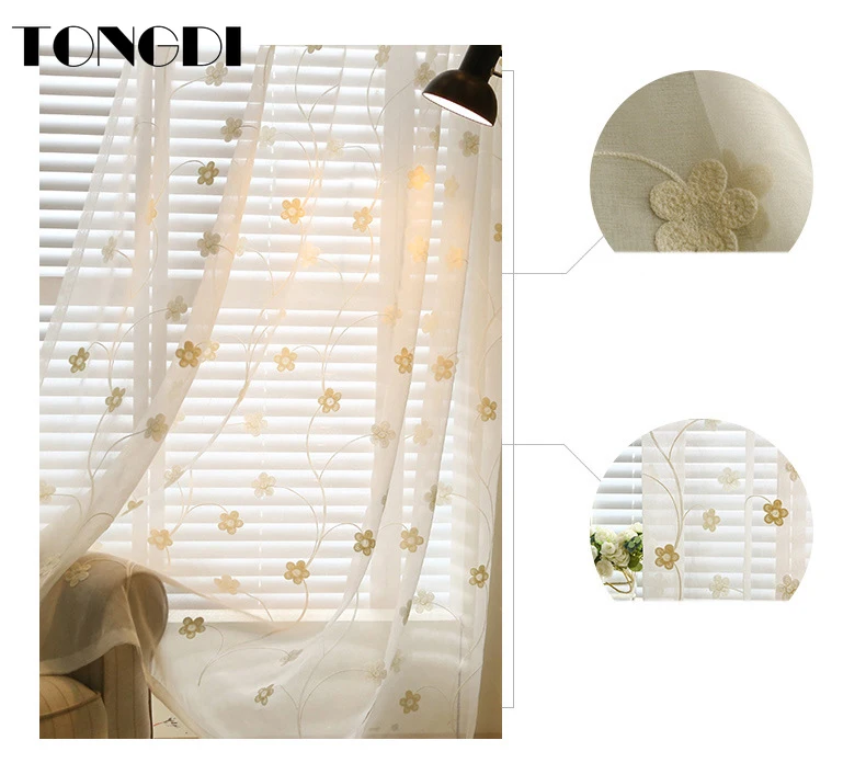 TONGDI/Элегантные Штора для детской комнаты из тюля с цветочным принтом в