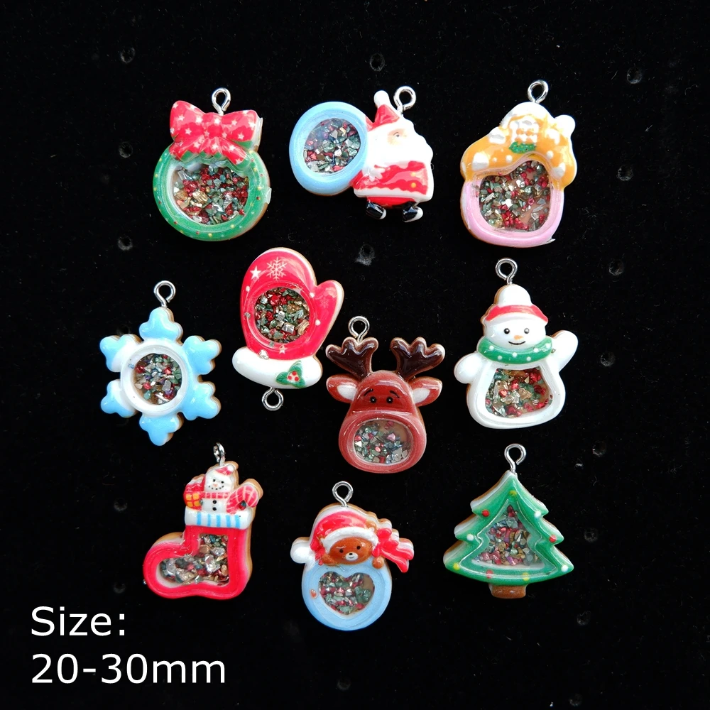 Милые Рождественские Подвески с плоской задней частью из смолы кабошон для DIY