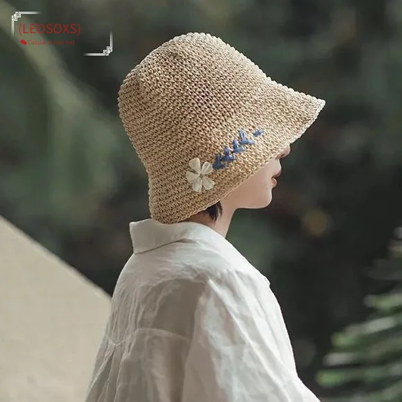 

New Women Flower Cap Product Straw Hats Leisure Go on A Journey Straw Hat Outdoors on Vacation Sunscreen Will Eaves Sun Hat