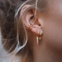 2021 new european and american women geometric c shaped inlaid zircon ear clip women sexy party no ear hole ear clip accessories