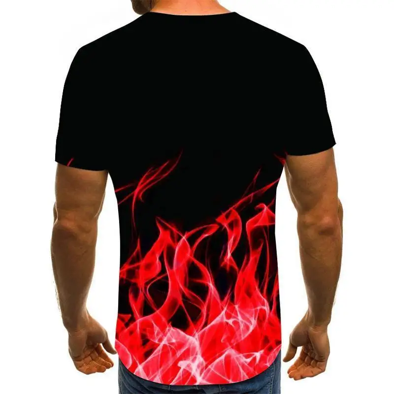 

2020 new flame men's T-shirt summer fashion short-sleeved 3D round neck tops smoke element shirt trendy men's T-shirt