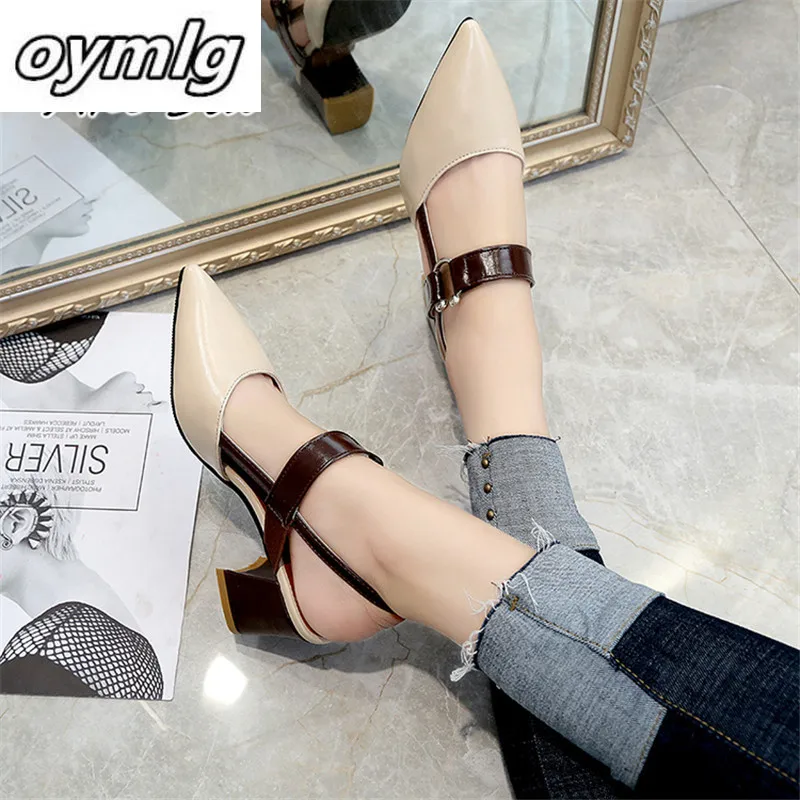 2020 весенние грубые сандалии с вырезами туфли лодочки закрытым носком на высоком