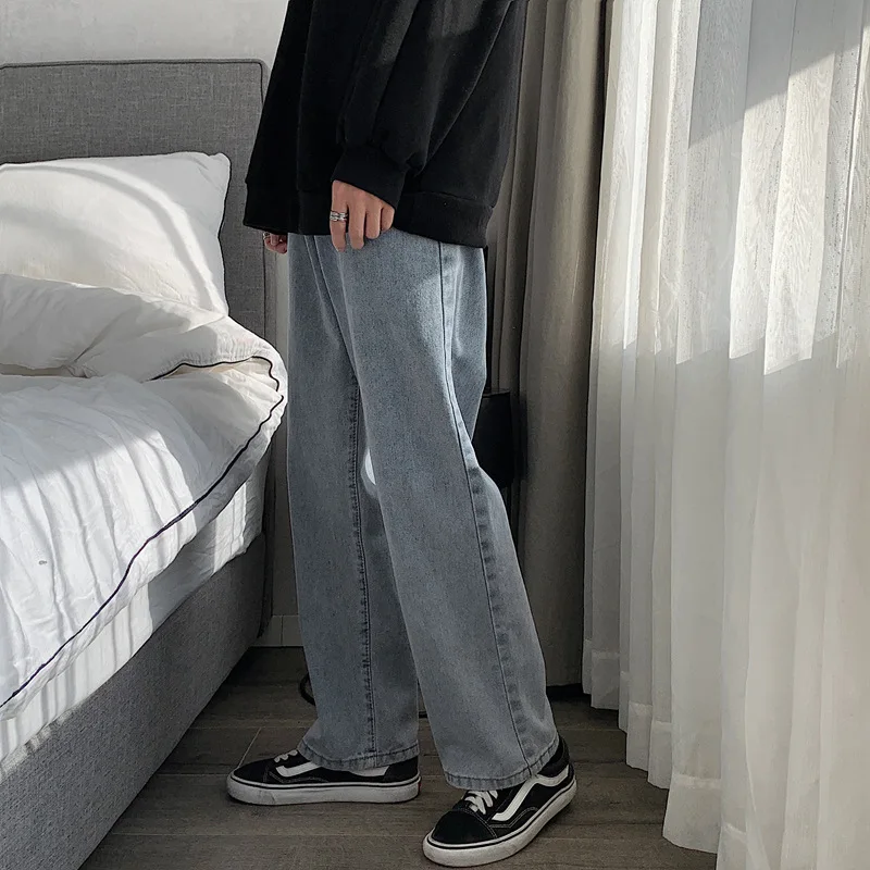 ICCLEK 2021 New Men's Autumn New Washed Jeans Men's Jeans Loose Straight Wide-leg Pants Skinny Jeans  Biker Jeans  Jeans for Men