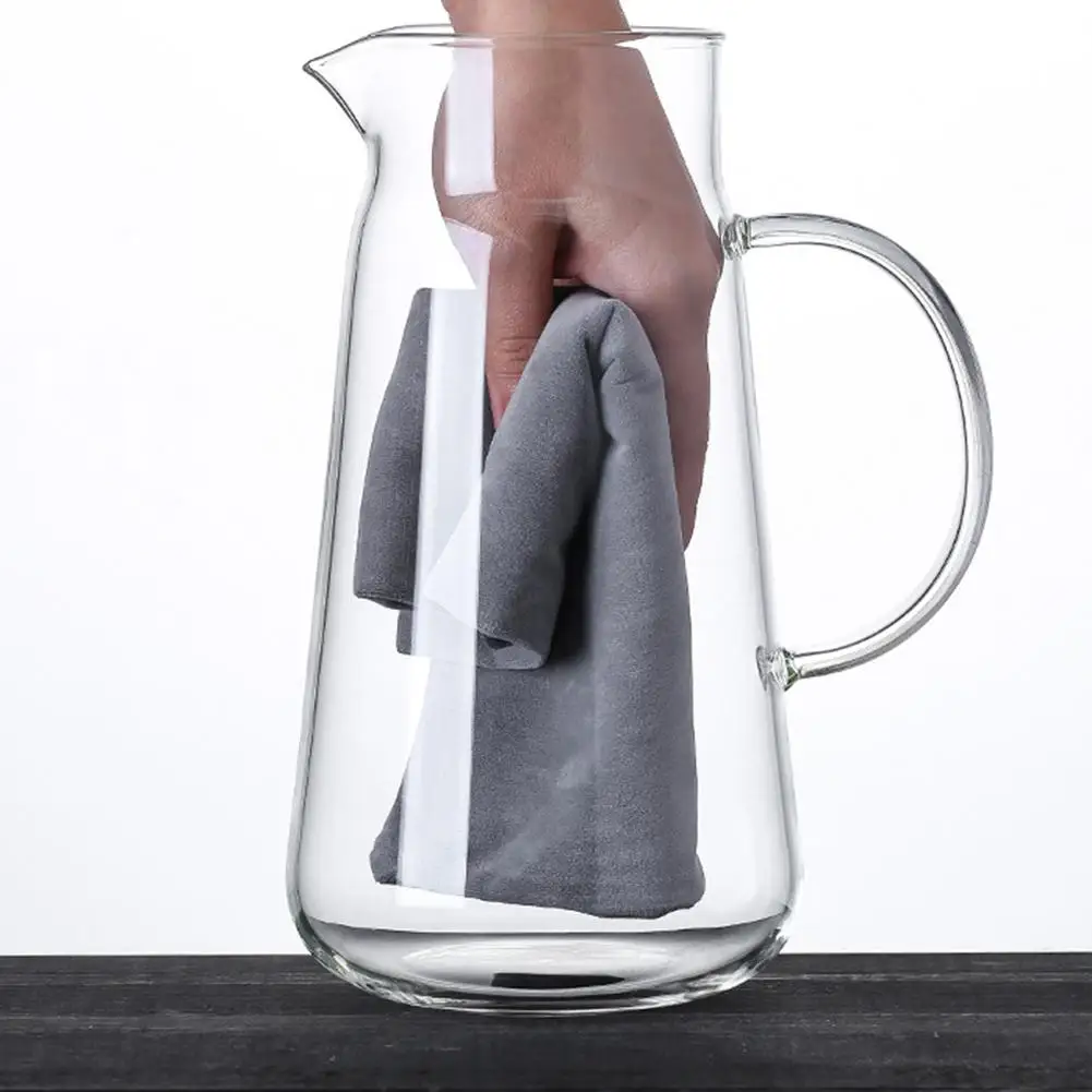 Glass Water Pitcher High Temperature Resistance with Handle Lid Thickened for Home Office Use | Дом и сад