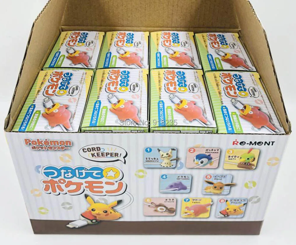 8 шт. Pikachu Eevee Mimikyu Ditto Piplup Sentret Медленный 6 см ПВХ животных кабель протектор фигурки розничная