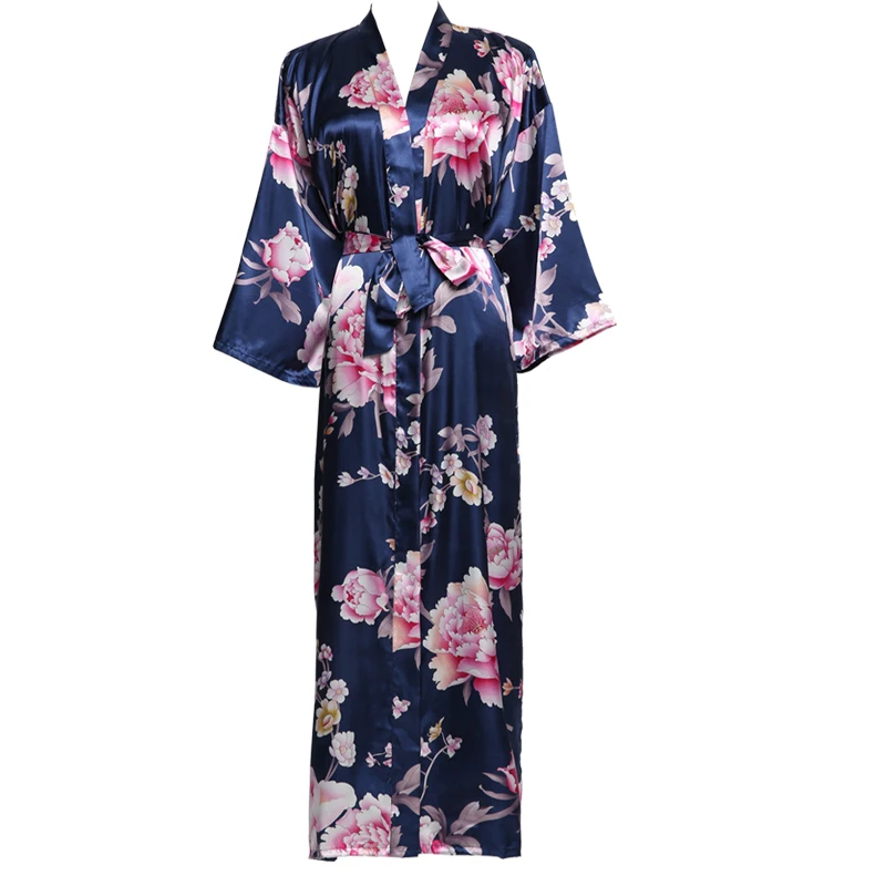 YUXINBRIDAL 2019 New Long Floral Robe Kimono Bridal  Satin Silk Bathrobe Night Dress Wedding Robes Bridesmaids Bride Sleepwear