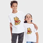 Новая летняя модная футболка в стиле Харадзюку для мальчиков и девочек Футболка с рисунком Винни-Пуха для мужчин и женщин Повседневная Милая одежда для всей семьи