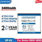 LOSONCOER 3400 мАч BP-6X BP 6X Высококачественный аккумулятор для Nokia 8800 8860 Sirocco N73i BL-5X аккумулятор