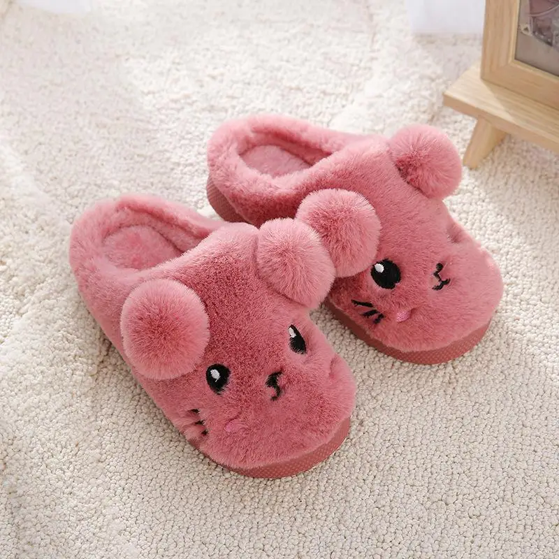 

Winter New Cotton Slippers Candy Color Cartoon Cute Bag With Children's Slippers Girls Male Baby Cute Children Home Cotton Shoes