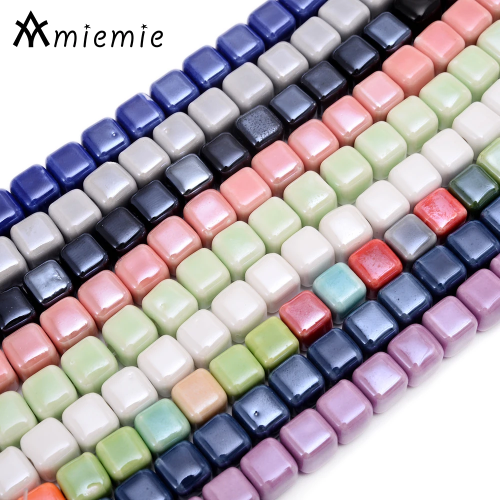 10 шт. 8 мм квадратные керамические бусины 2 5 отверстие фарфоровые глазурованные