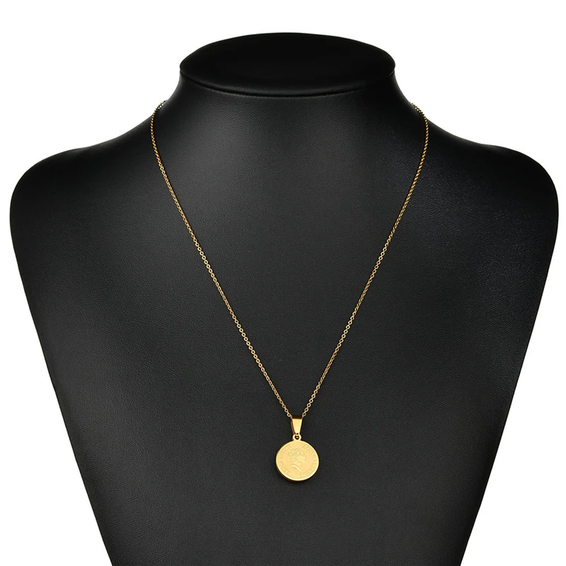 Круглое ожерелье Sinogaa из нержавеющей стали 316L с медалью Подвеска для женщин