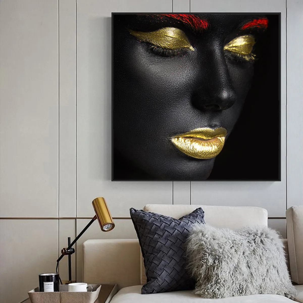

Gold Color Makeup Black Oil Painting Picture Poster Canvas Print Painting Wall Art Living Room Home Decoration