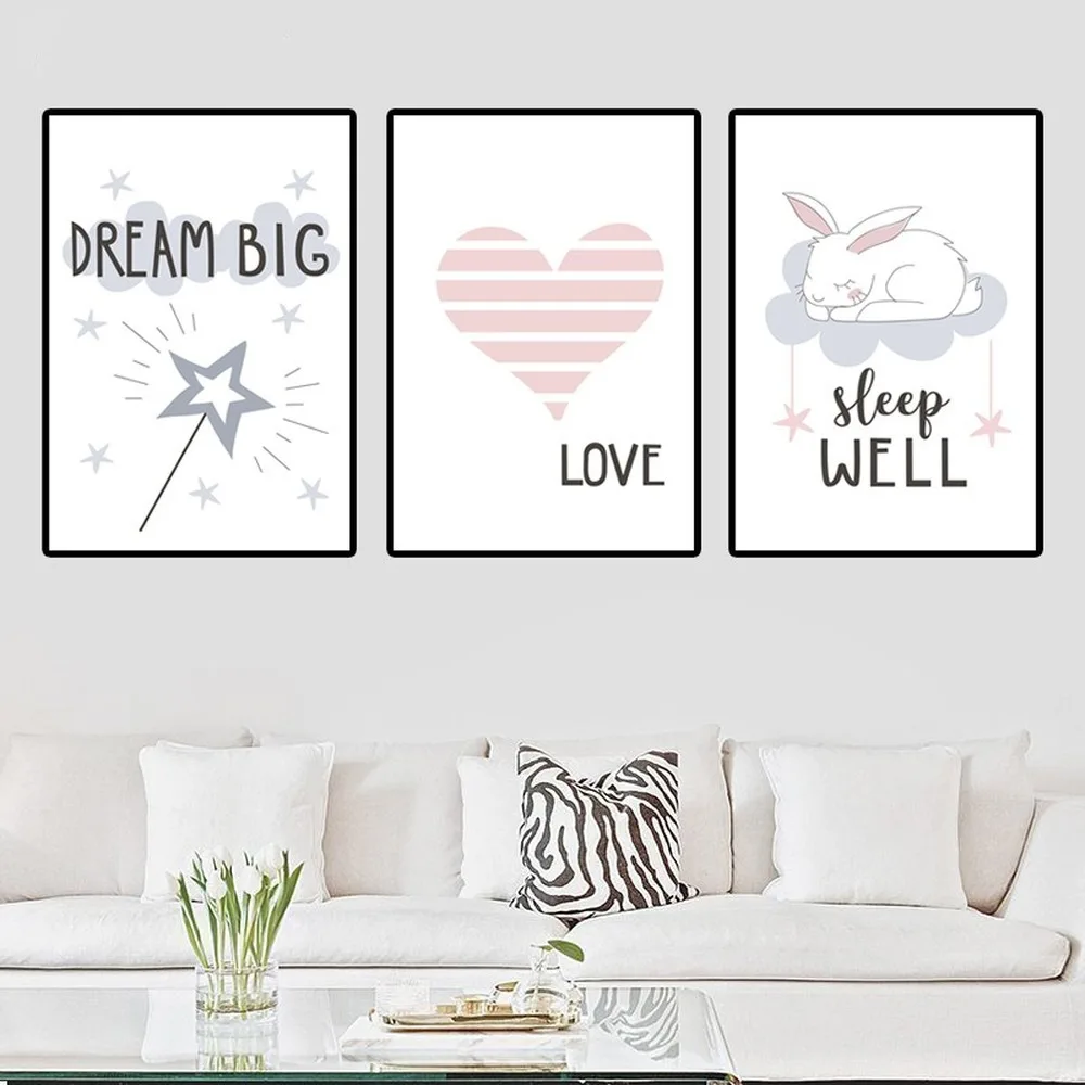 Волшебная палочка звезды любовь маленький белый кролик Картина на холсте