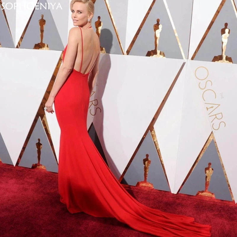 

New Arrival Red Mermaid Evening Dresses Sexy V-Neck Backless Long Prom Dress 2021 Celebrity Dresses Red Carpet Dresses