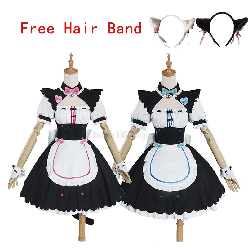 

NEKOPARA Cosplay Chocolate Vanilla Costumes Cute Cat Girl Women Skirt Role Play With Hair band Halloween Christmas Party Suit