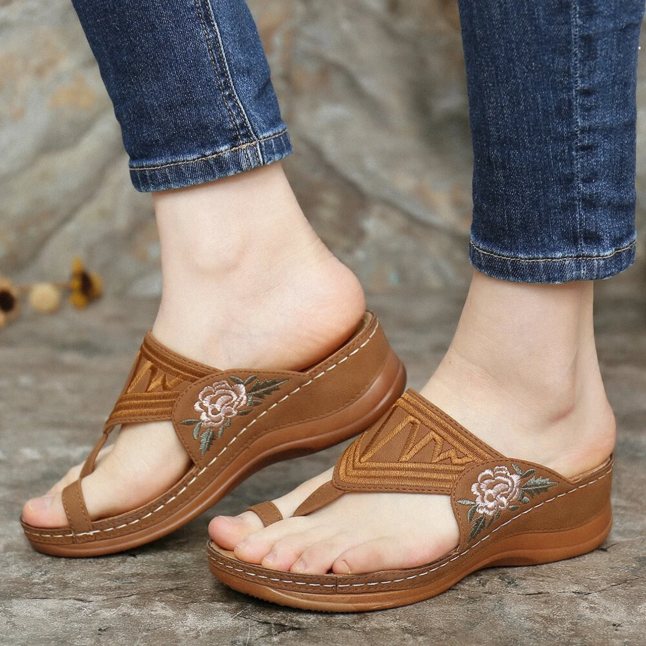 

New summer large size women's shoes retro thick heel womens sandals wedges shoes for women sandalias mujer platform Designer