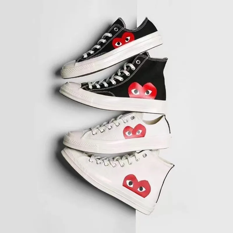 

Mvp Boy Girl STAR CDG PLAY X 1970s Outdoor Sport Black White High Quality High Top Love Chunky Sneaker Women Running Shoes