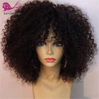 Парик Eayon, кудрявый, афро, человеческие волосы с челкой, бразильский парик без повреждений, с верхней частью головы, плотность 200%, для чернокожих женщин