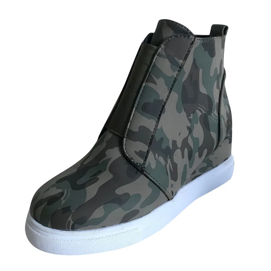Женская обувь на плоской подошве Камуфляжная танкетке Дышащие удобные