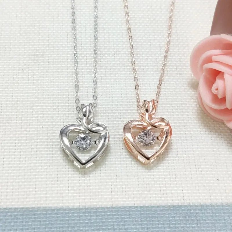 

Fashion 925 Silver Pendants Necklaces For Women Round Zircon Necklace Pendant Rose Gold Fine Jewelry Anniversary Gift
