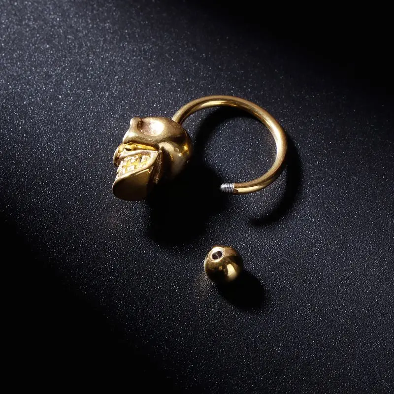 

1pc Skull Head Punk Earrings Ear Stud Personality Vintage Fashion Charms Jewelry Men Women Ring Hip Hop Anti Allergy Titanium