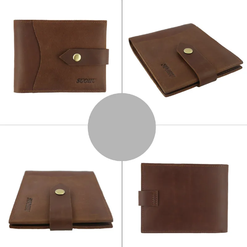 Новинка мужской короткий кошелек из натуральной кожи с пряжкой GROJITOO crazy horse zero