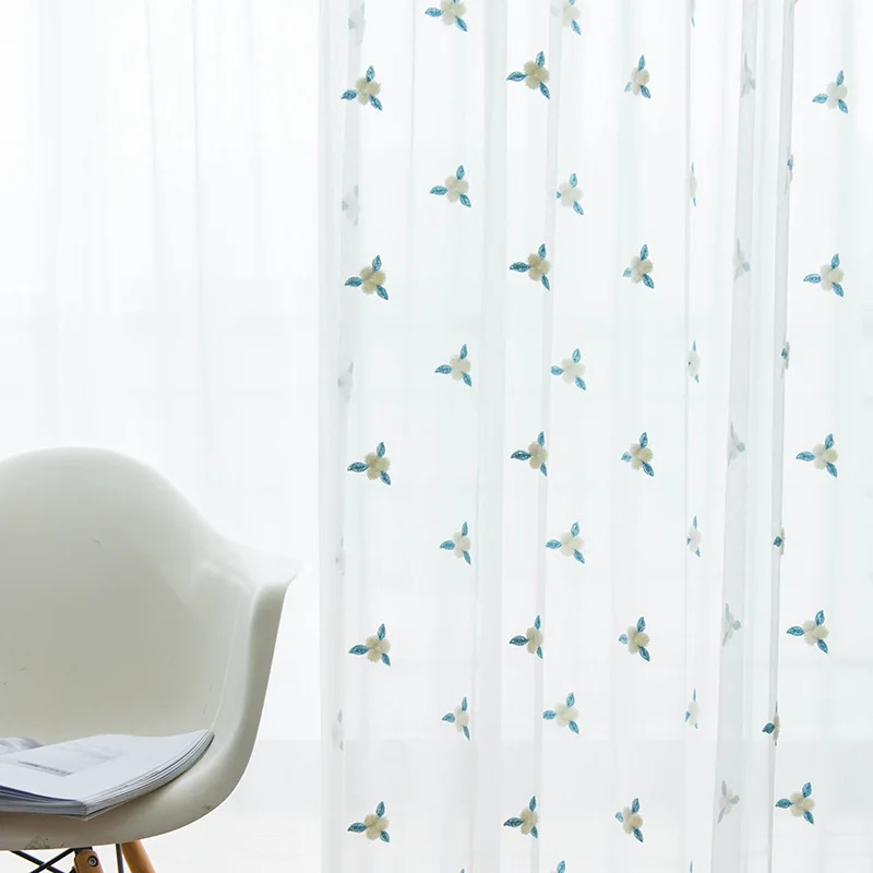 Пасторальные стерео вышитые прозрачные шторы с 3D цветами для гостиной экрана