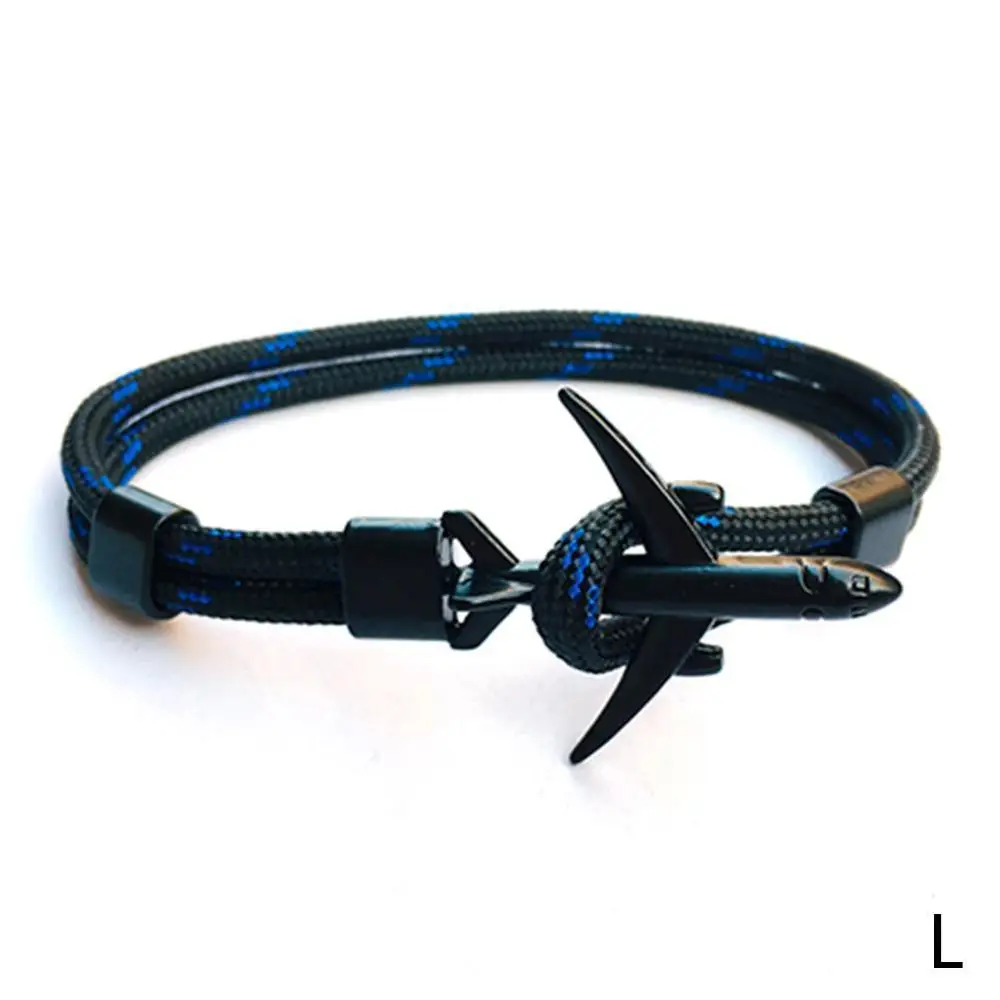 L Модный самолет браслет с якорем для мужчин CharRope Chain Para cord браслет мужской женский Air Force стиль обертывание металлические спортивные браслеты - Окраска металла: L