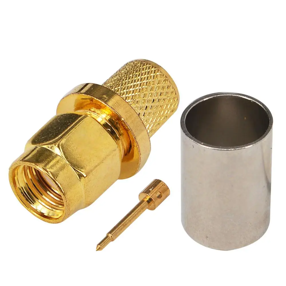 2 шт. SMA адаптер штекер обжимной позолоченный прямой разъем для кабеля RG6 RG5 LMR300 |