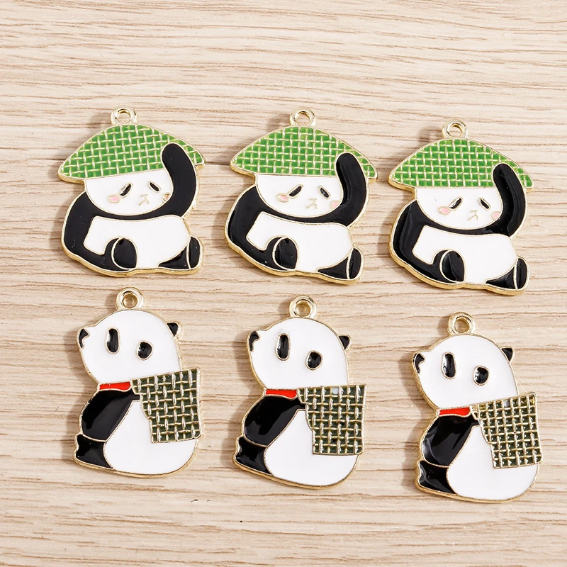 

10pcs 23*28mm Cute Enamel Panda Charms Fit Pendants Necklace Bracelets Earrings Lovely Animal Charms DIY Jewelry Making Findings