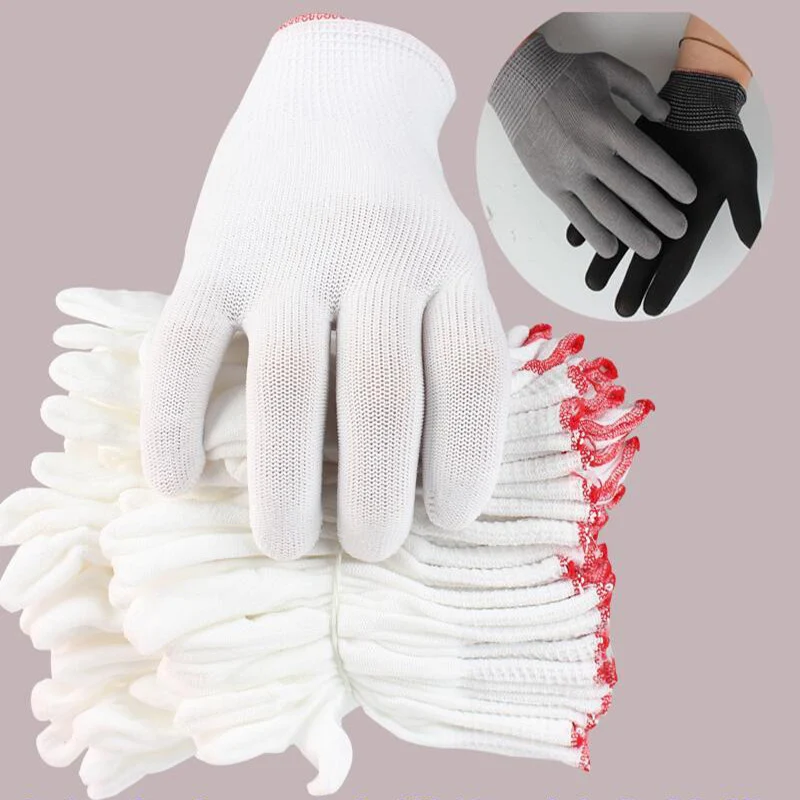 

12/24pcs Thin Nylon Labor Gloves Knitted Outdoor Garden Work Wear-resistant Non-slip Protective Gloves KSI999