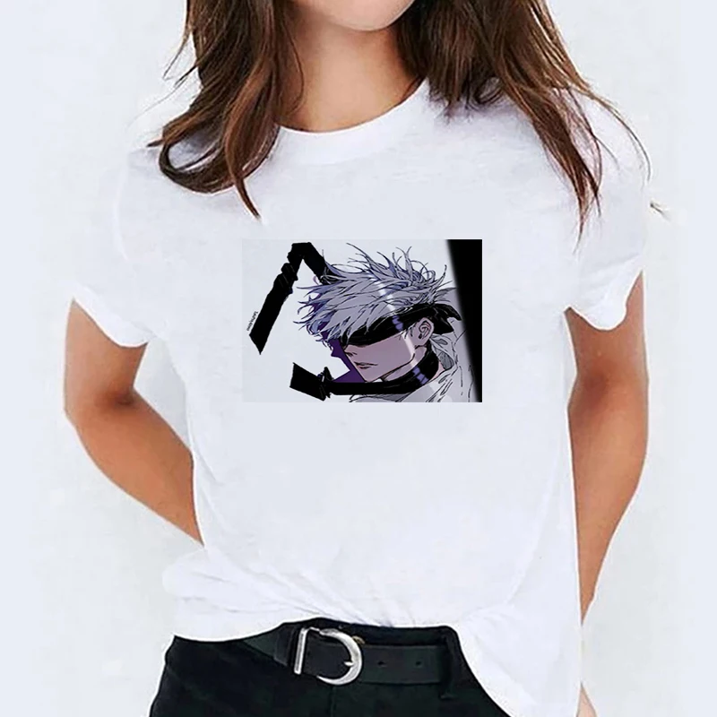 

Jujutsu Kaisen Anime T-shirts Women's Short Sleeve Tees Women-clothing Summer White T-shirt Woman Tee Tops With Sleeves Crop Top