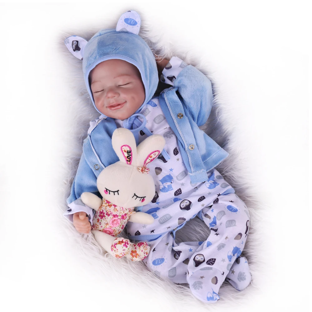 

Куклы Новорожденные, 55 см, синие наряды, реалистичные игрушки для новорожденных девочек, силиконовое виниловое хлопковое тело, подарки для ...