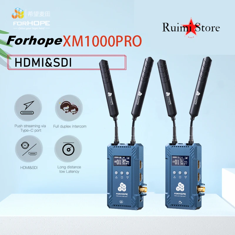 

FORHOPE XM1000pro 300 м, полностью дуплексный Интерком, флэш-поток 0,08 s, ультра-низкая задержка, беспроводная передача изображения SDI 1080p