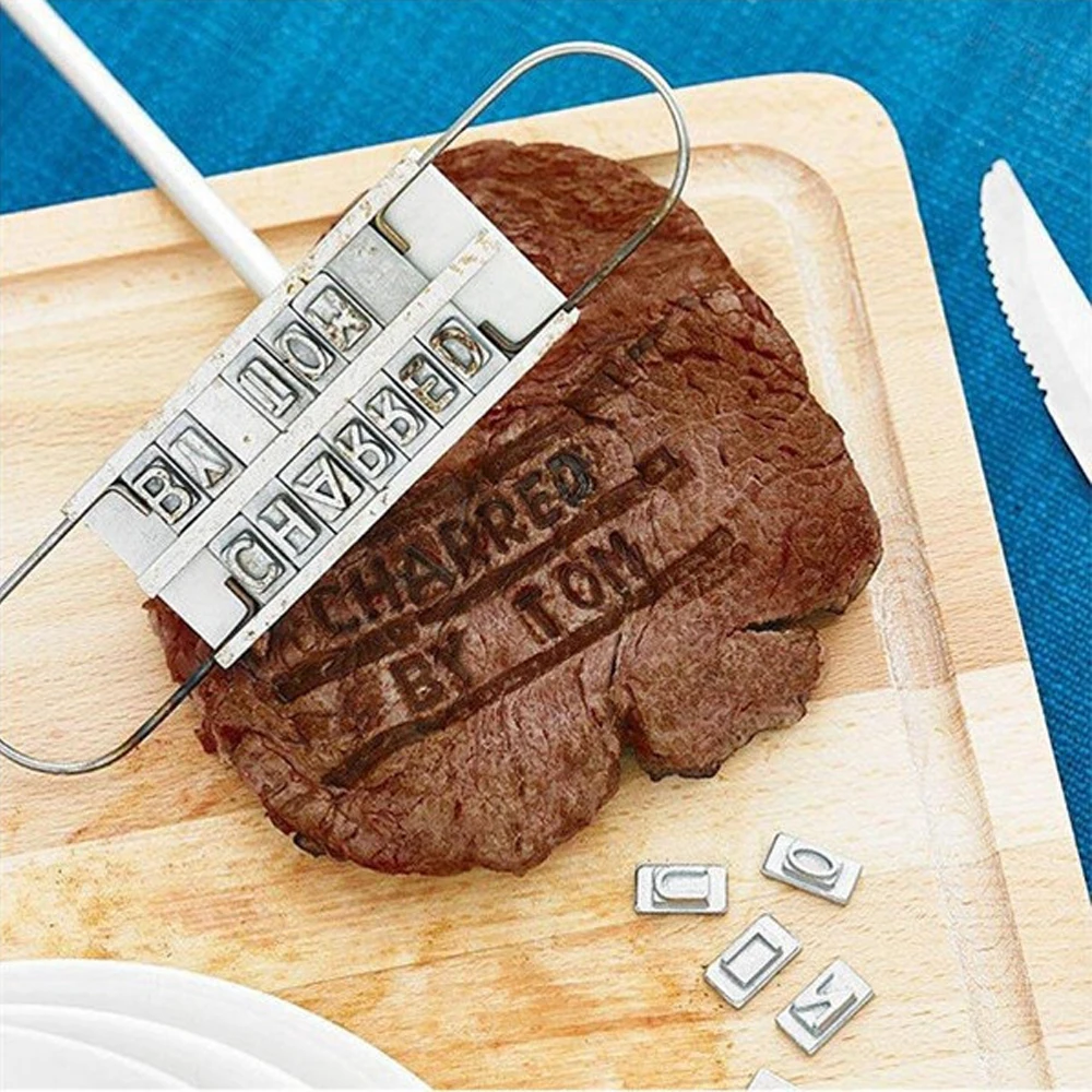

BBQ Branding For Barbecu Iron Signature Name Marking Stamp Tool Meat Steak Burger Letters Seal Grill Fire Mark Tool Creative